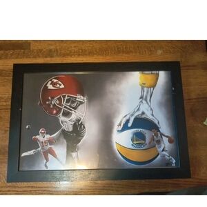 Stephen Curry & Patrick Mohomes Crossover Art Poster 13x19" NFL NBA Chiefs...
